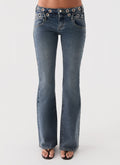 Carson Low Rise Eyelet Jeans - Blue Wash