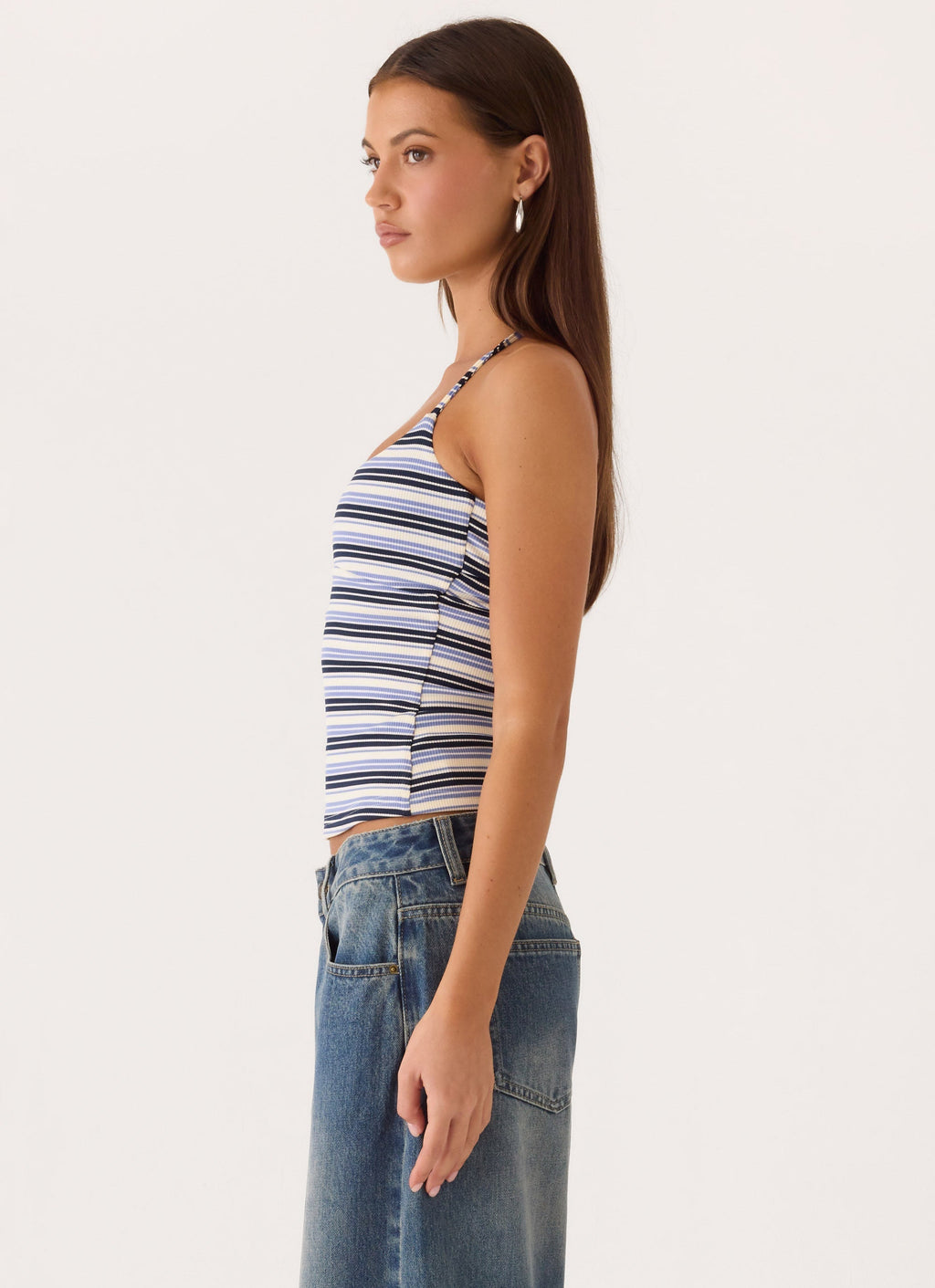 Chauncey Halter Top - Blue Stripe