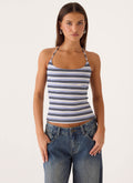 Chauncey Halter Top - Blue Stripe