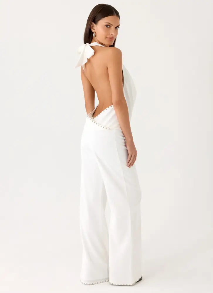 Ashika Studded Pants - White
