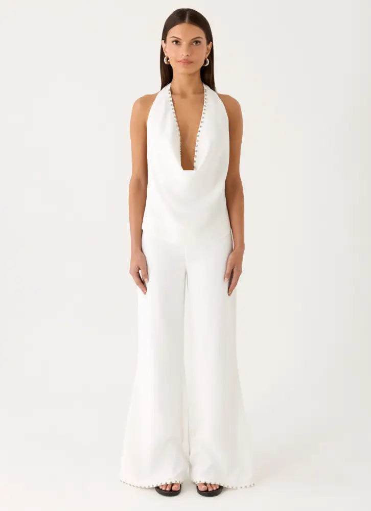 Ashika Studded Pants - White