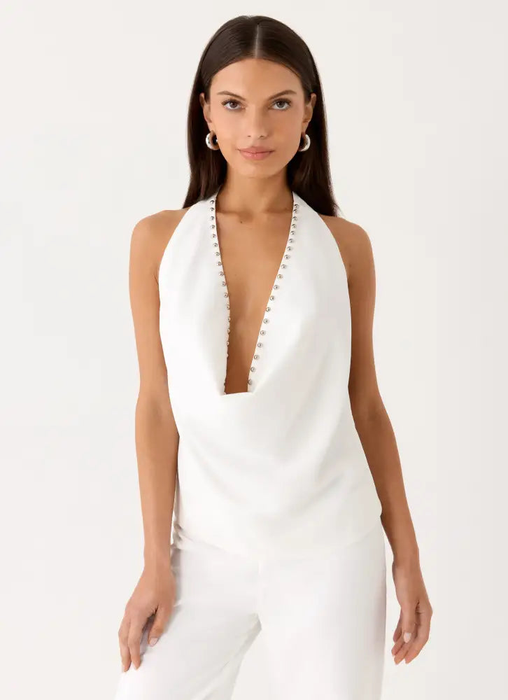 Ashika Studded Top - White
