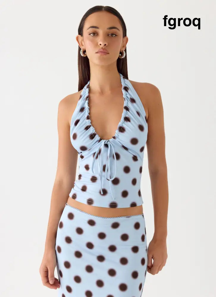 Ask You Twice Top - Blue Mocha Dot