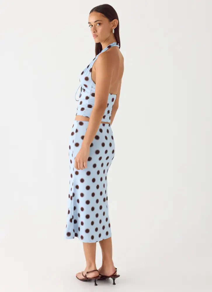 Ask You Twice Top - Blue Mocha Dot