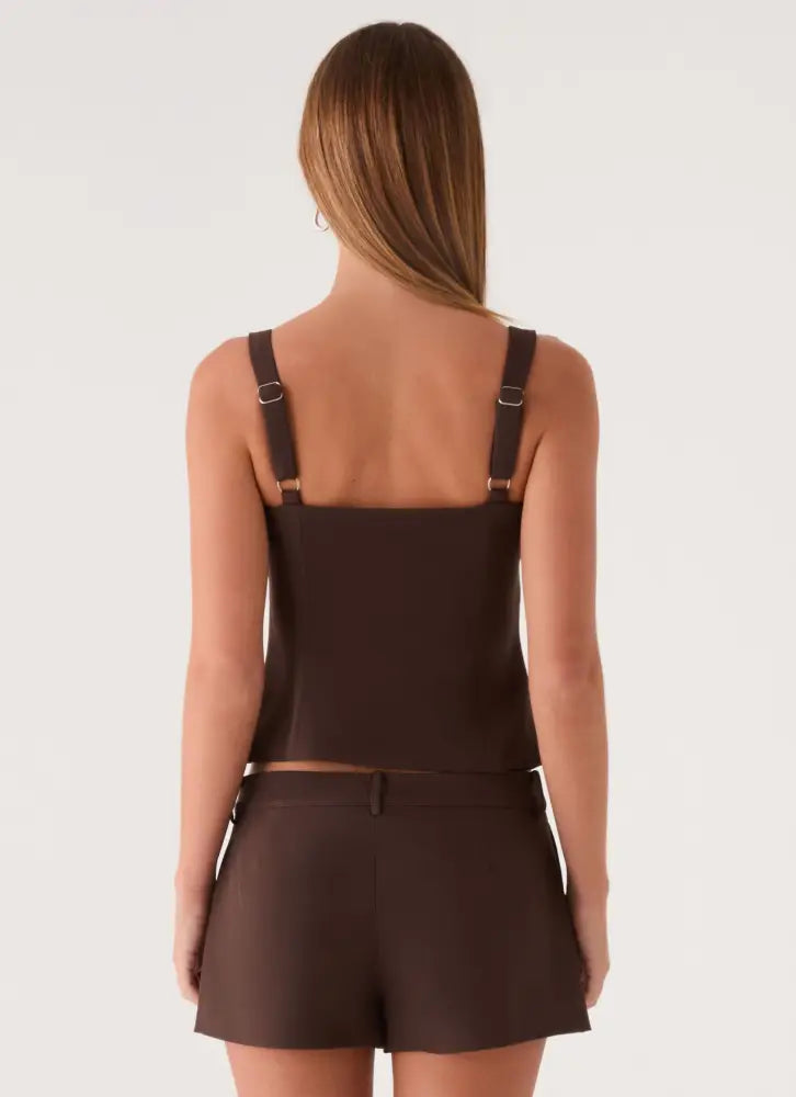 Autrey Suiting Top - Chocolate