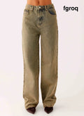 Back Again Straight Leg Denim Jeans - Brown Sand Wash