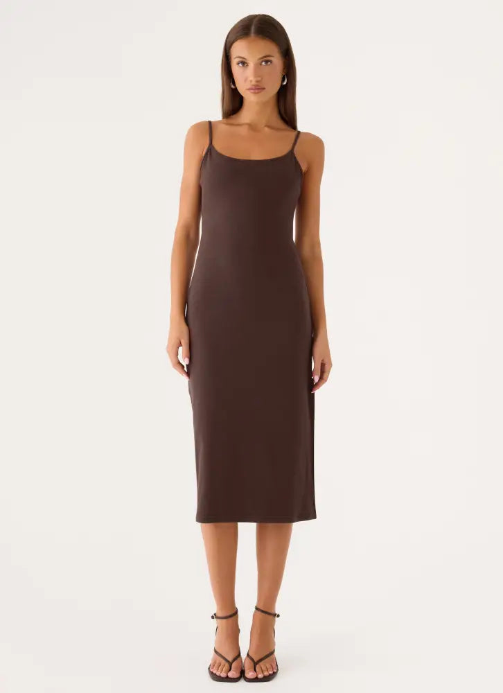 Between Tasks Midi Dress - Chocolate Fudge