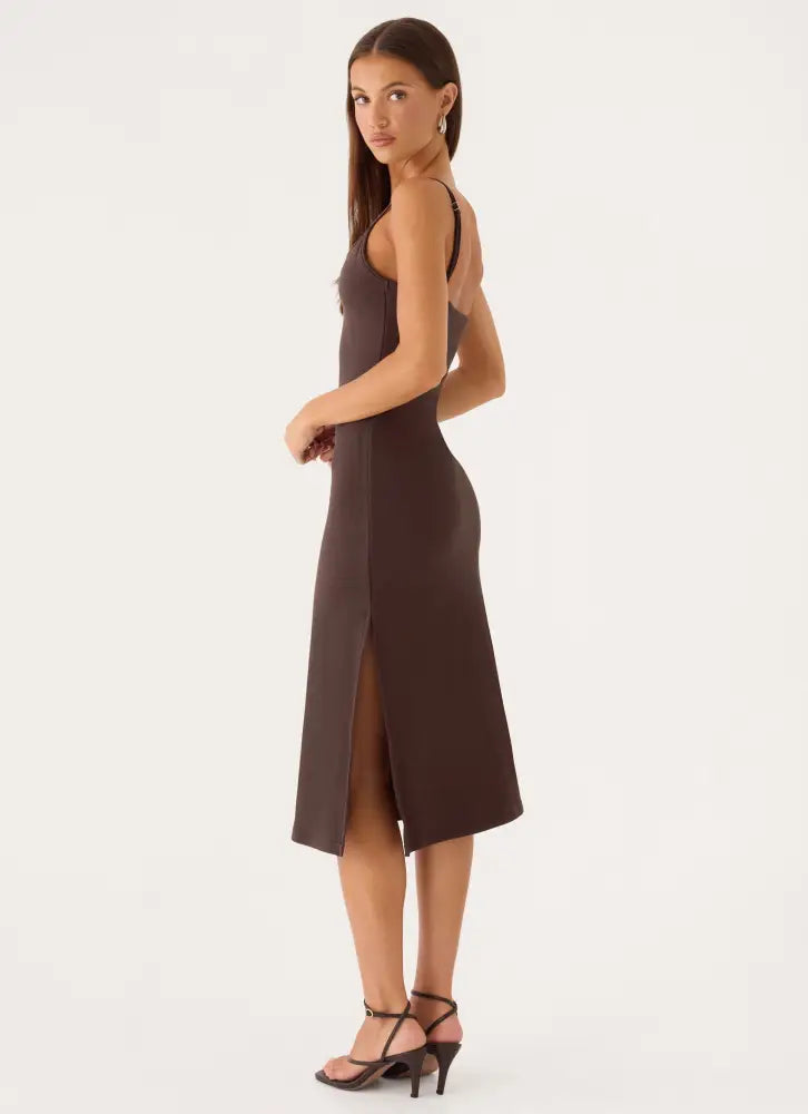 Between Tasks Midi Dress - Chocolate Fudge