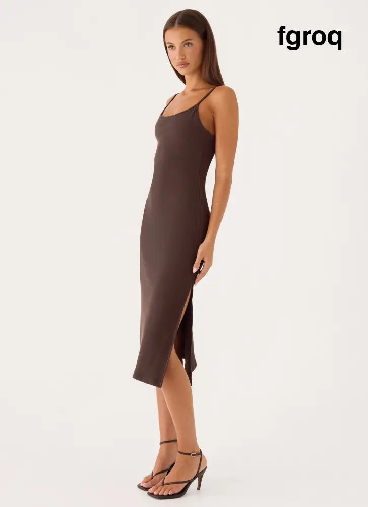 Between Tasks Midi Dress - Chocolate Fudge
