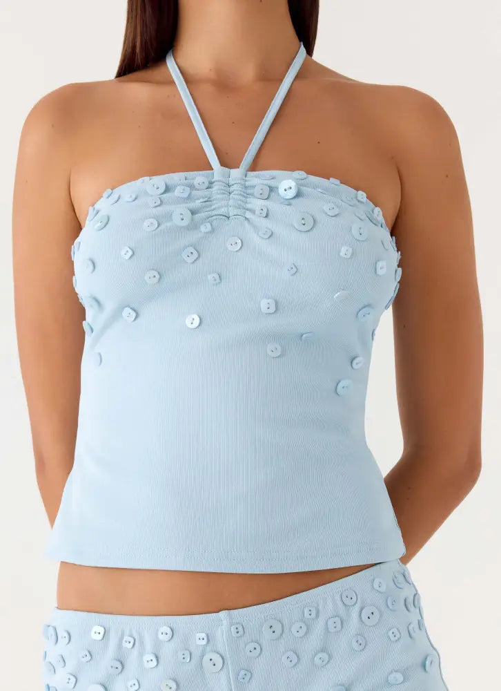Bonita Button Top - Pale Blue